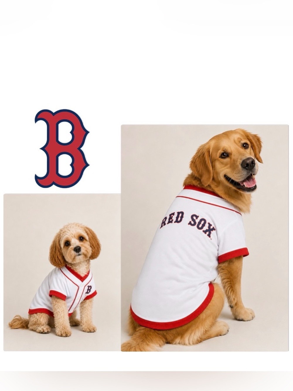 NWT [Sporty K9] Boston Red Sox MLB Baseball Dog Jersey White/Red S M L - Picture 2 of 11